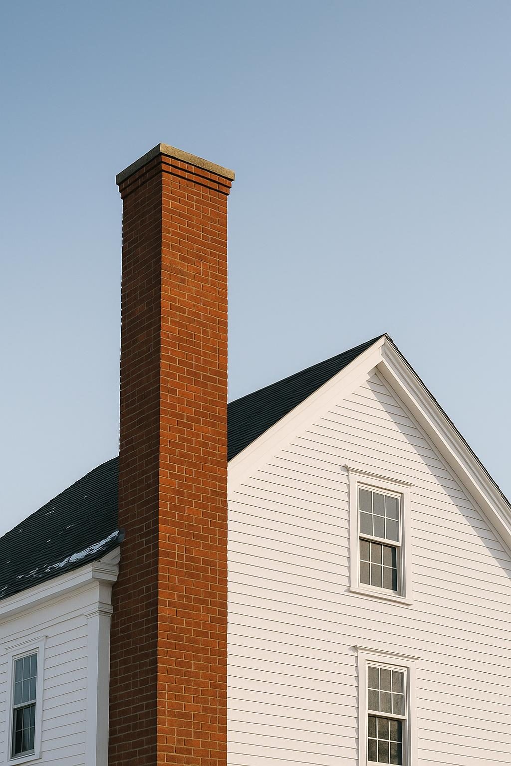Brick chimney on a colonial house (illustration)